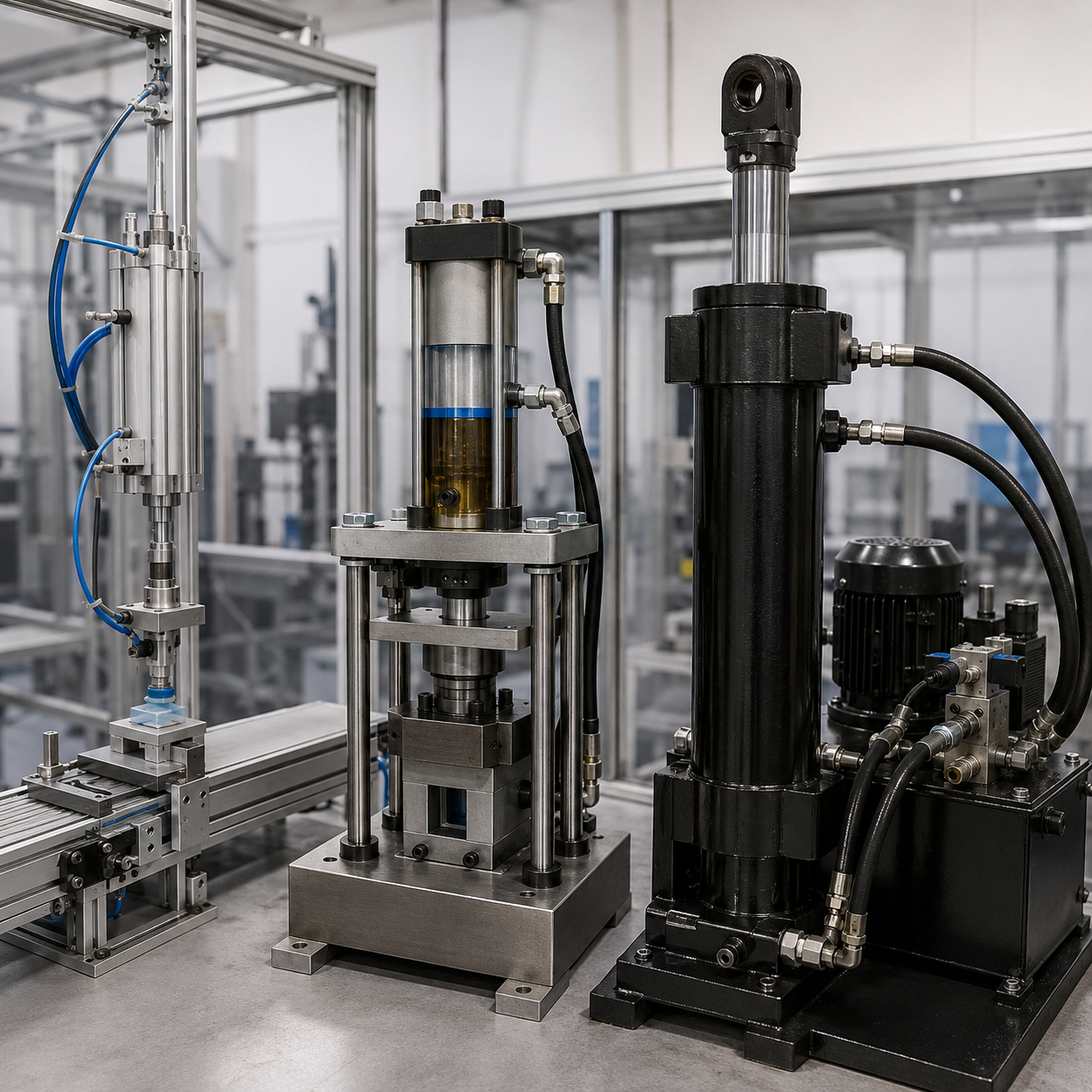 Hydro Pneumatic vs Pneumatic and Full Hydraulic Approaches