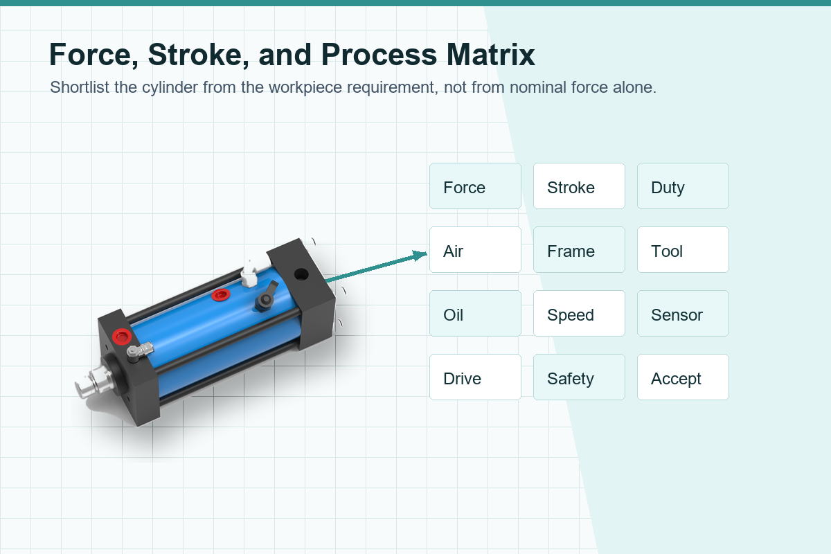 Process force stroke and cylinder selection matrix for AT HZ split system