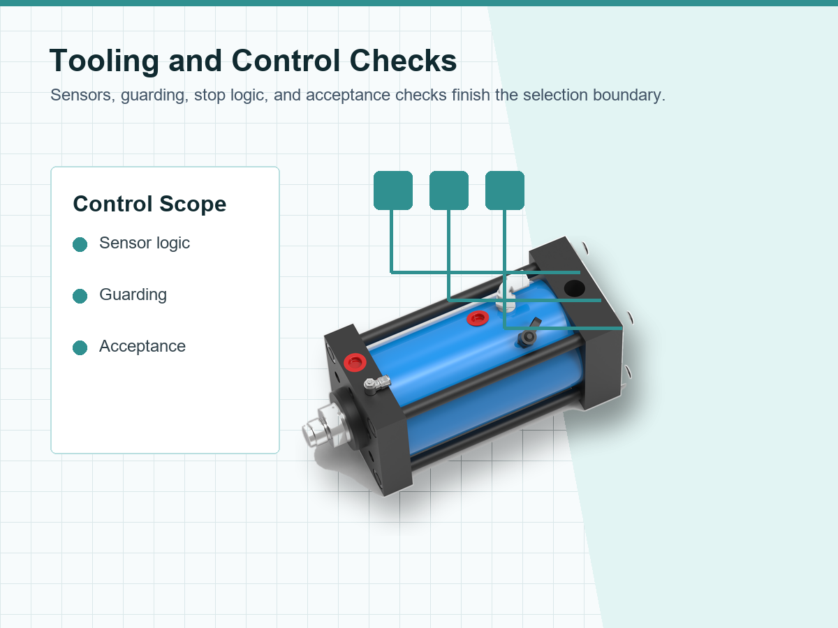 Tooling and control checks for split-type pneumohydraulic cylinder commissioning
