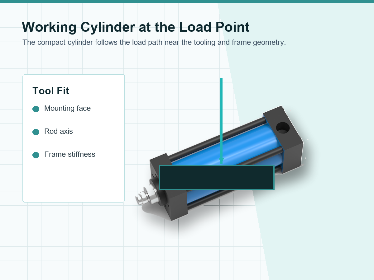 Split-type pneumohydraulic working cylinder mounted at tooling point