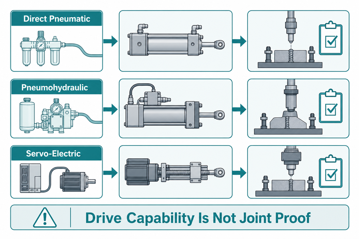 Pneumatic vs Servo Clinching Presses at a Glance