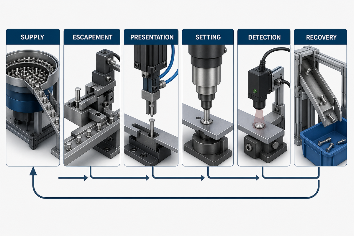 Separate Rivet Setting From Feeding and Automation