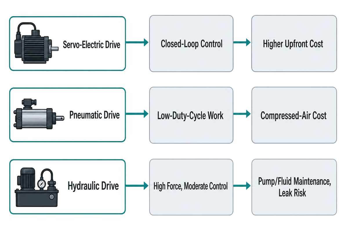 Servo gives closed-loop control; duty cycle decides operating economics (US DOE; Kagawa 2002)
