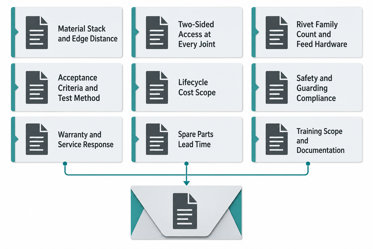 A credible RFQ separates supplier data from project inputs and acceptance evidence (NIST MEP)