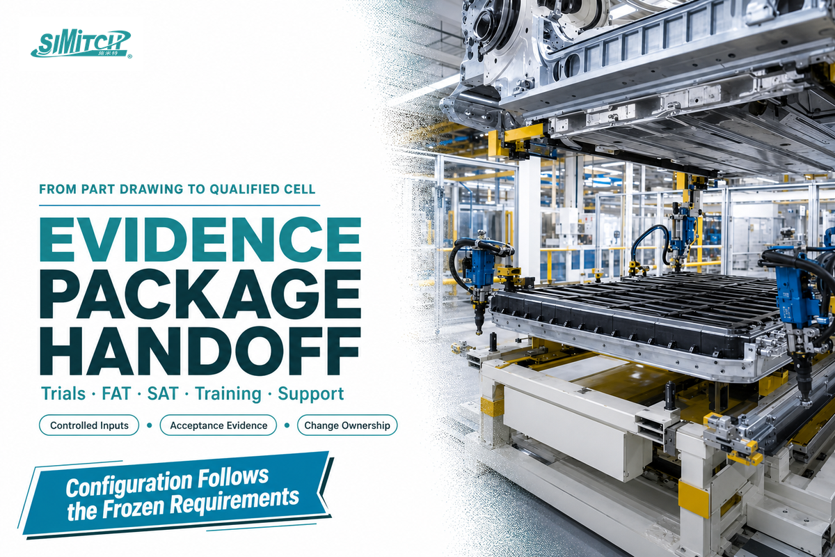 A qualified-cell handoff aligns trials, FAT, SAT, training and support to one evidence package