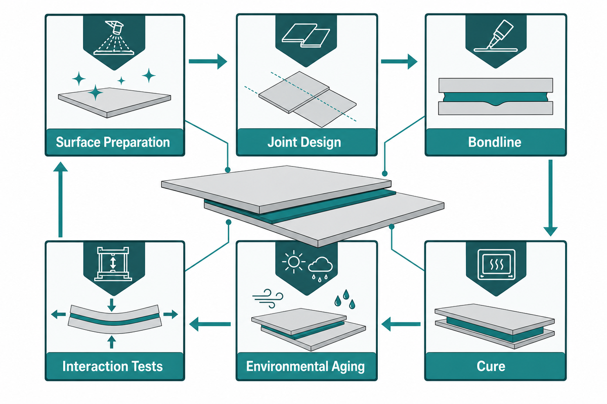 Adhesive and hybrid sheet joining qualification control chain
