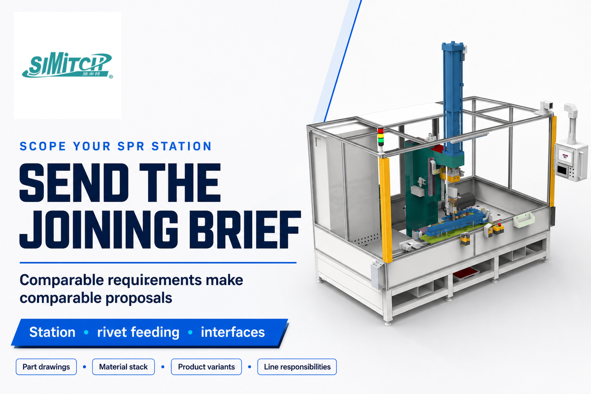 Send part drawings, joining requirements, material stack, product variants and surrounding line responsibilities for a SIMITCH SPR station enquiry.