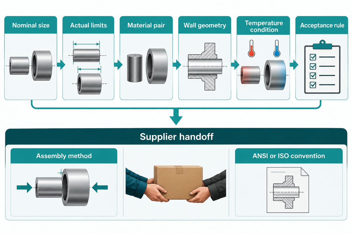 An interference-fit RFQ needs actual limits, materials, geometry, temperature, method and an acceptance rule.