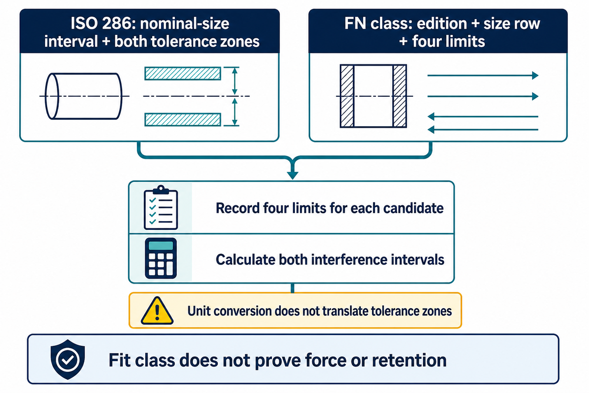 Compare documented ISO and FN limits within the governing standard; unit conversion does not establish equivalence.