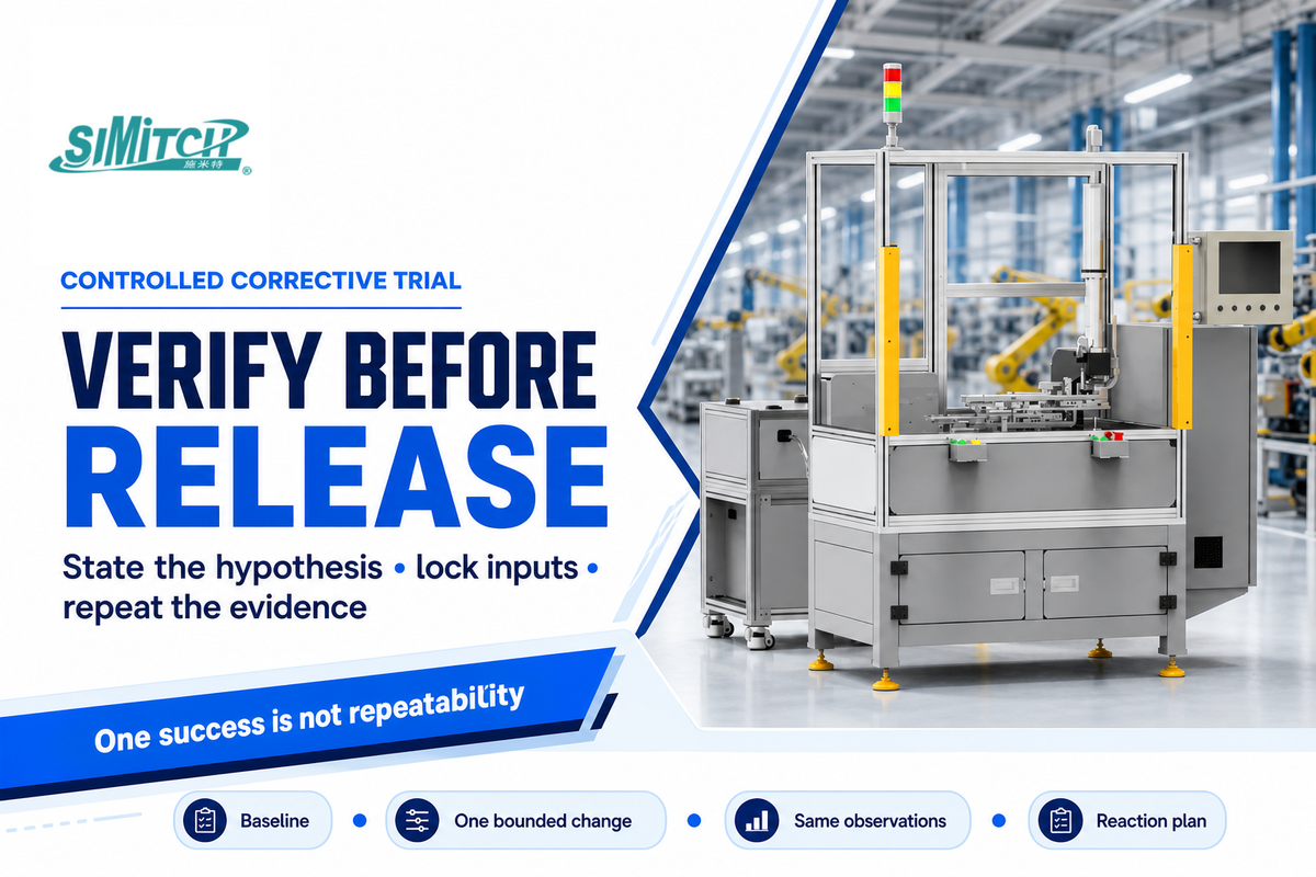Verify an SPR fix with a stated hypothesis, locked inputs, repeated observations and reaction plan.