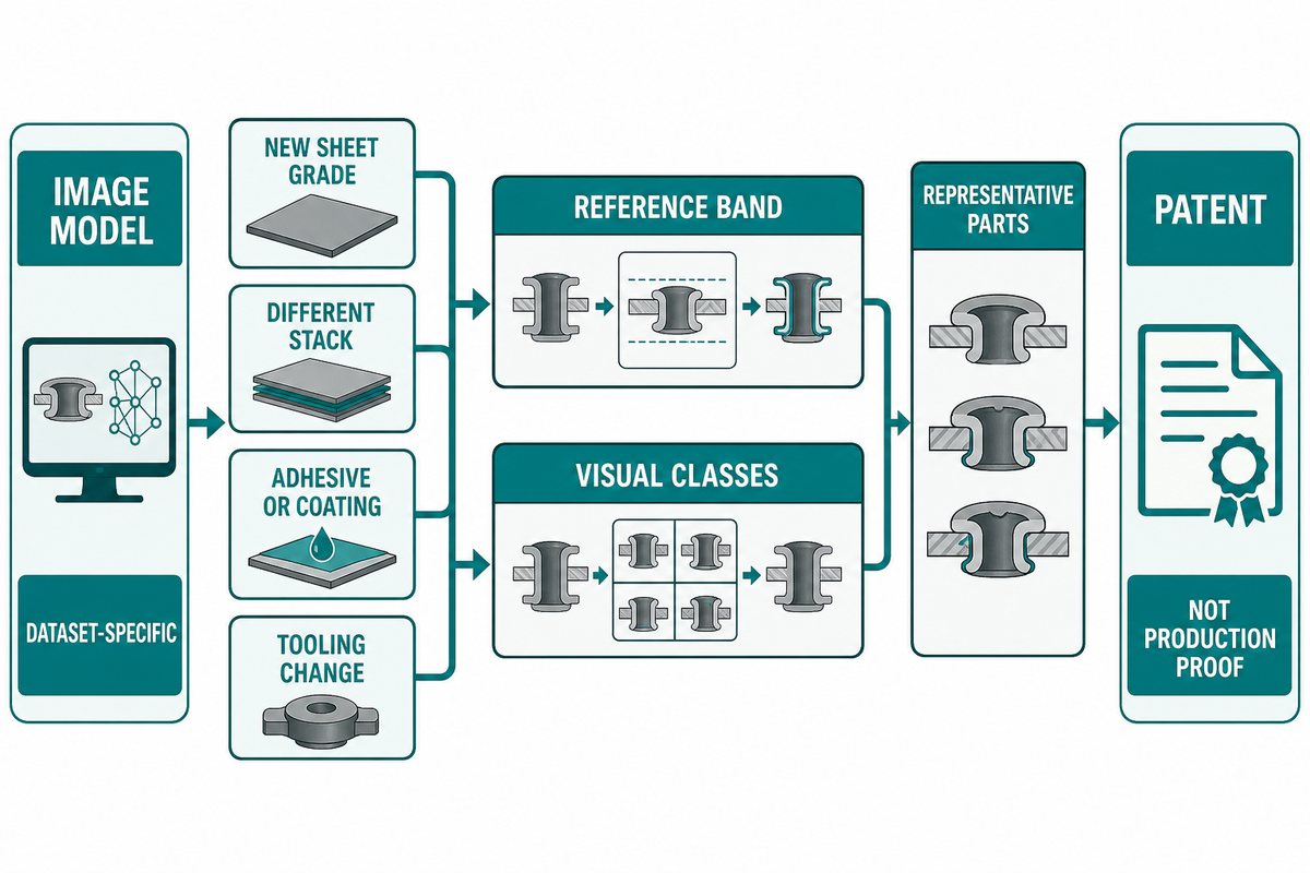 New sheet, stack, adhesive, coating or tooling requires SPR monitoring revalidation on representative parts.