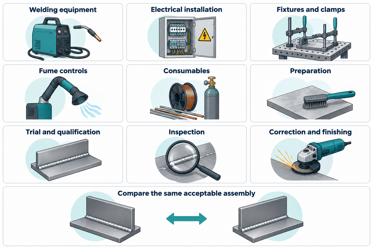 Compare equipment, site work, fixtures, controls and finishing on the same accepted-part scope. Source: National Board.