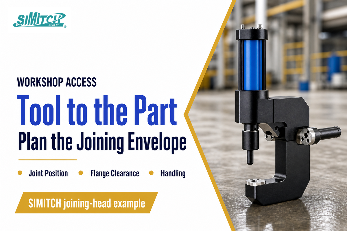 Plan tool access around flange and joint locations; SIMITCH movable joining-head example from its product page.