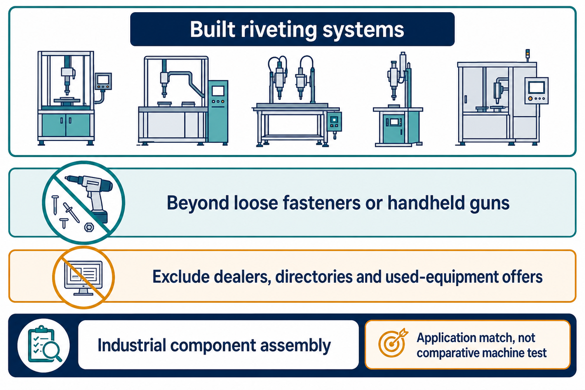 Selection includes built riveting systems for industrial assembly and excludes dealers and equipment listings.