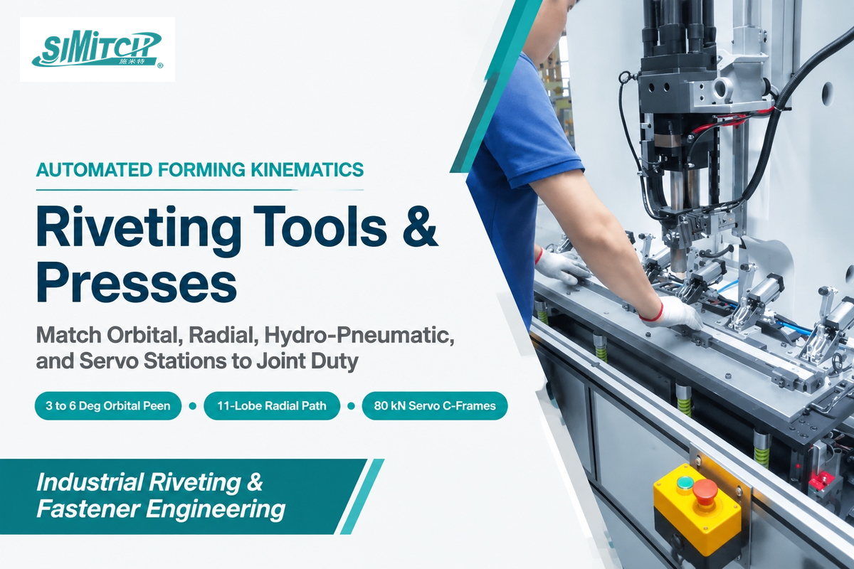 Automated riveting systems comparing 3 to 6 degree orbital forming, 11-lobe radial paths, and 80 kN servo presses